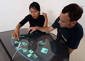 Figure 10: Visitors working collaboratively on the  "Dialog Table."