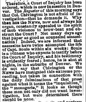 Figure 3: Daily Mining Journal, 24 February 1865, Courtesy of the Colorado Historical Society