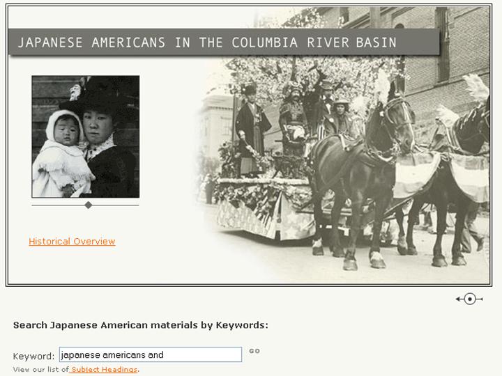 Figure 3: Japanese Americans section of archive