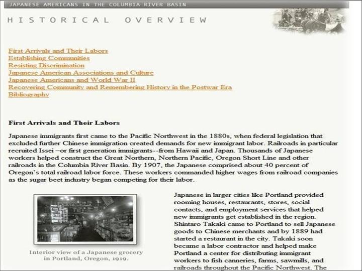 Figure 4: Japanese Americans historical overview 