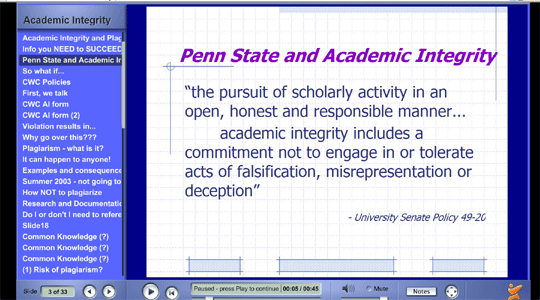 Figure 2: Screen shot of a virtual lecture created with one of Qarbons applications.