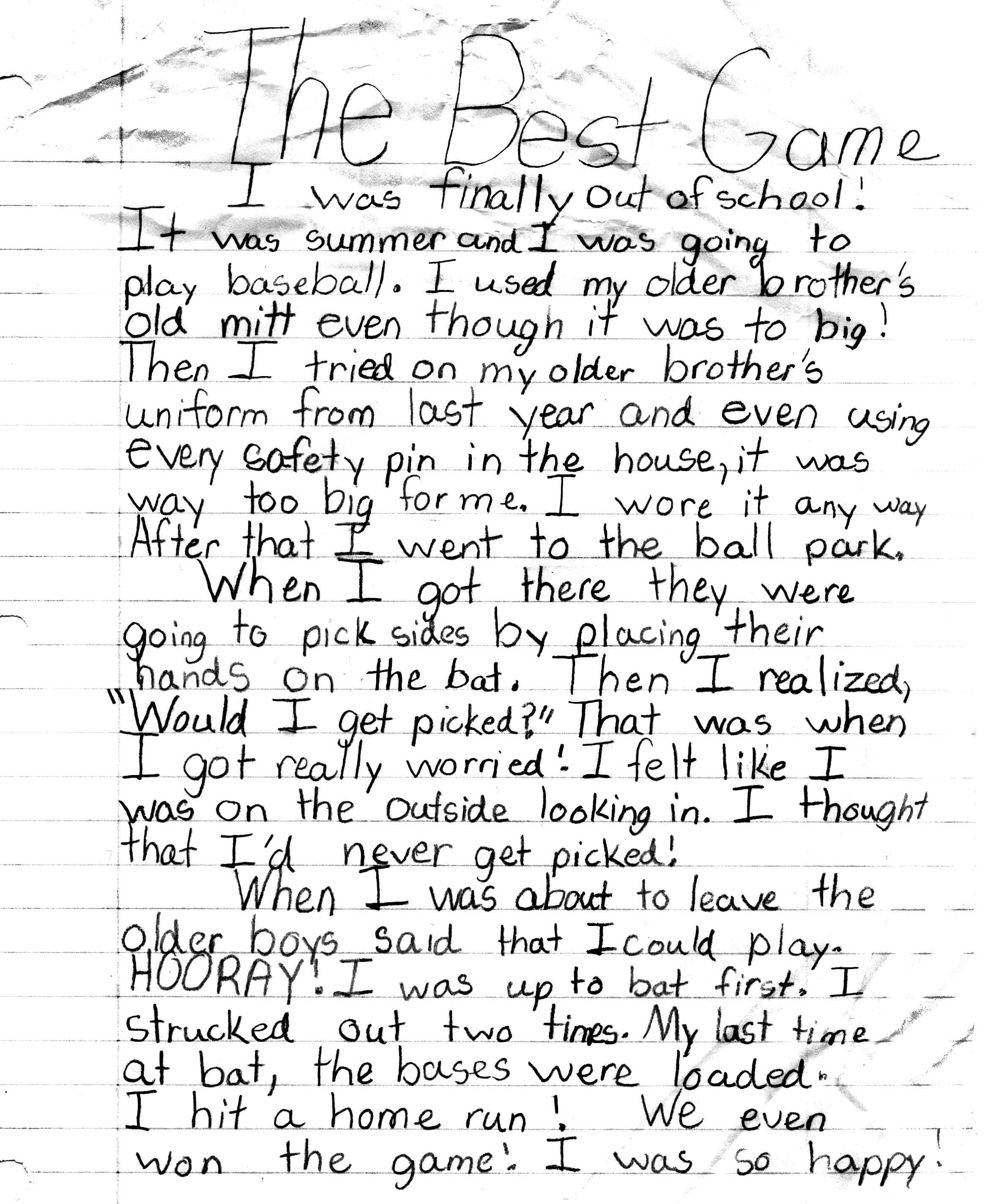 Kristen's writing sample for ISTEP