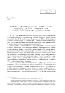 W sprawie agresji krzyżackiej na dobra kościelne w Łęczycy, Uniejowie i Sieradzu w 1331 r. w świetle akt procesu polsko-krzyżackiego z 1339 r.