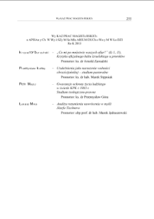 Wykaz prac magisterskich napisanych w Wyższym Seminarium Duchownym w Łodzi. Rok 2013