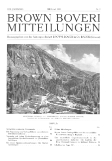 Brown Boveri Mitteilungen Jg. XVII Nr. 2 (1930)