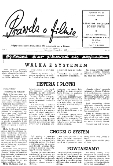 Prawda o Filmie : Jedyny Niezależny Przewodnik dla Właścicieli Kin w Polsce nr 13 (1937)