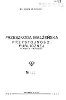 Przeszkoda małżeńska przystojności publicznej w rozwoju historycznym