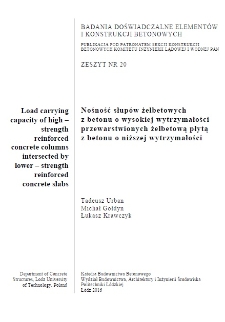 Load carrying capacity of high &ndash; strength reinforced concrete columns intersected by lower &ndash; strength reinforced concrete slabs