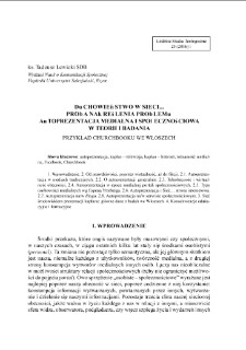 Duchowieństwo w sieci&hellip; pr&oacute;ba nakreślenia problemu. Autoprezentacja medialna i społecznościowa w teorii i badania (przykład Churchbooku we Włoszech)