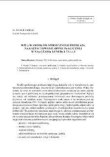 Wpływ środk&oacute;w społecznego przekazu na kształtowanie opinii publicznej w nauczaniu Benedykta XVI