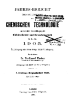 Jahres-Bericht &uuml;ber die Leistungen der chemischen Technologie, mit besonderer Ber&uuml;cksichtigung der Elektrochemie und Gewerbestatistik f&uuml;r das Jahr 1905 cz.2