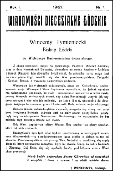 Wiadomości Diecezjalne Łódzkie 1921 nr 1