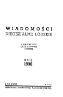 Wiadomości Diecezjalne Łódzkie 1938 Spis rzeczy