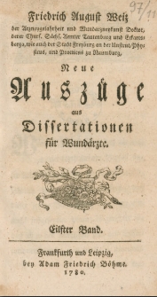 Neue Ausz&uuml;ge aus Dissertationen f&uuml;r Wund&auml;rzte. 11-12 Bd.