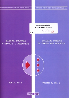 Fizyka Budowli w Teorii i Praktyce T. X, nr 2 (2018)