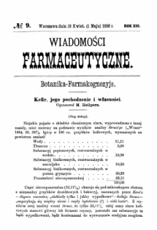 Wiadomości Farmaceutyczne R.XIII, z.9 (1886)