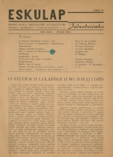 Eskulap : biuletyn informacyjny "Koła Medyk&oacute;w": Pismo koła medyk&oacute;w-student&oacute;w Wydziału Lekarskiego i Stomatologicznego U.Ł. (1949)