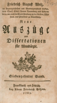 Neue Auszüge aus Dissertationen für Wundärzte