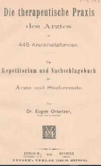 Die therapeutische praxis des arztes