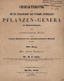 Charakteristik der fur die arzneikunde und technik wichtigsten pflanzen-genera