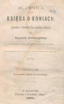 Hippika to jest księga o koniach : potrzebna i krotochwilna młodości zabawa.
