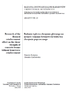 Research of the flexural reinforcement effect on the shear strength of concrete beams without transverse reinforcement
