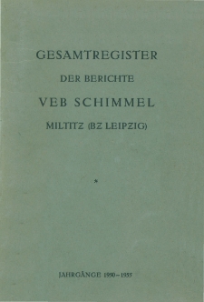 Gesamtregister der Berichte VEB Schimmel Miltitz (bz. Leipzig) 1955