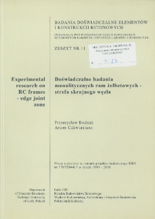 Doświadczalne badania monolitycznych ram żelbetowych - strefa skrajnego węzła z. 11 (2001)
