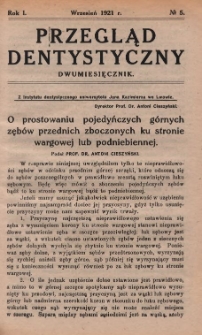Przegląd Dentystyczny1921, R. I, nr 5