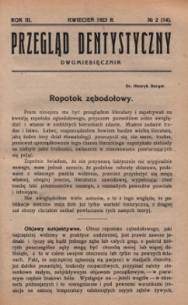 Przegląd Dentystyczny 1923, R. III, nr 2 (14)