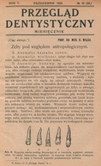 Przegląd Dentystyczny 1925, R. V, nr 10 (34)