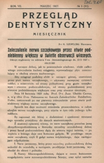 Przegląd Dentystyczny 1927, R. VII, nr 3 (51)