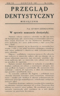 Przegląd Dentystyczny 1927, R. VII, nr 8 (56)