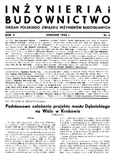 Inżynieria i Budownictwo : organ Związku Polskich Inżynier&oacute;w Budowlanych R. V nr. 4 (1948)
