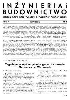 Inżynieria i Budownictwo : organ Związku Polskich Inżynier&oacute;w Budowlanych R. V nr. 5 (1948)