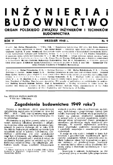 Inżynieria i Budownictwo : organ Związku Polskich Inżynier&oacute;w Budowlanych R. V nr. 9 (1948)