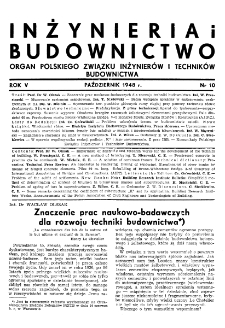 Inżynieria i Budownictwo : organ Związku Polskich Inżynier&oacute;w Budowlanych R. V nr. 10 (1948)