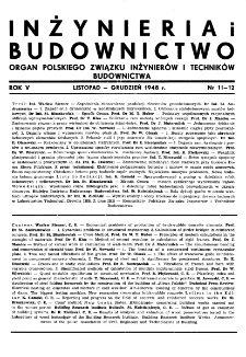 Inżynieria i Budownictwo : organ Związku Polskich Inżynier&oacute;w Budowlanych R. V nr. 11-12 (1948)