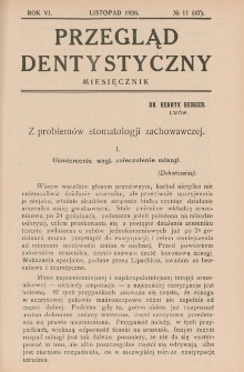 Przegląd Dentystyczny 1926, R. VI, nr 11 (47)