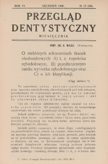 Przegląd Dentystyczny 1926, R. VI, nr 12 (48)