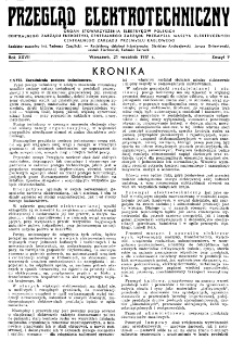 Przegląd Elektrotechniczny : organ Stowarzyszenia Elektrotechnik&oacute;w Polskich R. XXVII z. 9 (1951)