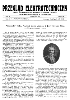 Przegląd Elektrotechniczny : organ Stowarzyszenia Elektrotechnik&oacute;w Polskich R. IX z. 24 (1927)