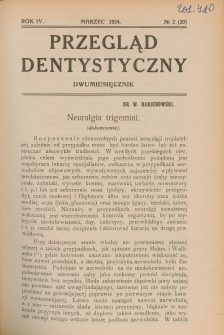 Przegląd Dentystyczny 1924, R. IV, nr 2 (20)