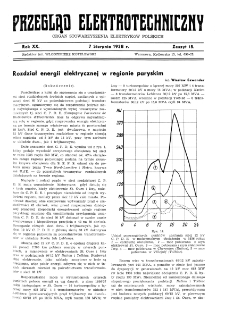 Przegląd Elektrotechniczny : organ Stowarzyszenia Elektrotechnik&oacute;w Polskich R. XX z. 15 (1938)