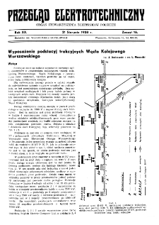Przegląd Elektrotechniczny : organ Stowarzyszenia Elektrotechnik&oacute;w Polskich R. XX z. 16 (1938)