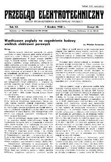 Przegląd Elektrotechniczny : organ Stowarzyszenia Elektrotechnik&oacute;w Polskich R. XX z. 23 (1938)