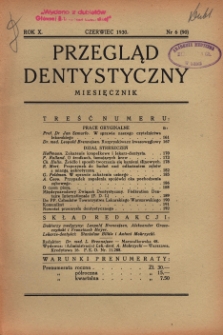Przegląd Dentystyczny R. X (1930) nr 6 (90)