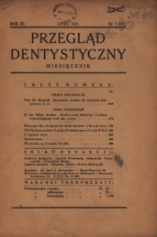 Przegląd Dentystyczny 1931, R. XI, nr 7 (103)