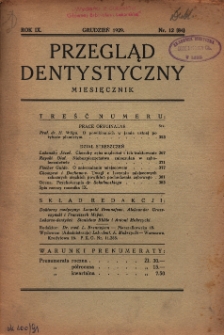 Przegląd Dentystyczny 1929, R. IX, nr 12 (84)