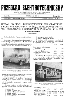 Przegląd Elektrotechniczny : organ Stowarzyszenia Elektrotechnik&oacute;w Polskich R. XII z. 21 (1930)